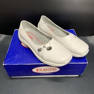 Klogs Faith White Leather Slip On Comfort Shoes Women’s Size 8.5 Wide Nursing